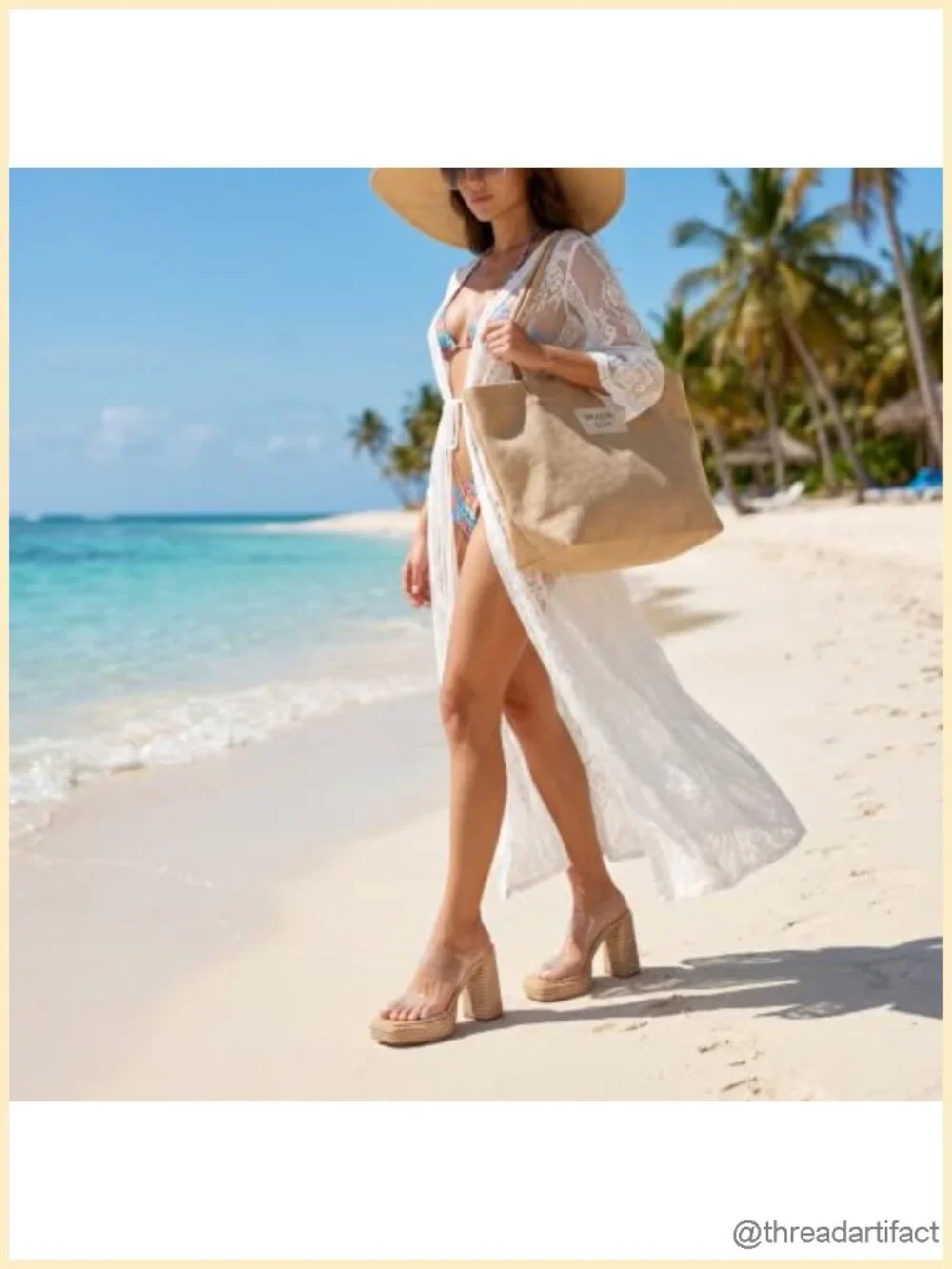 Raffia Woven Platform Block Heeled Sandals Summer Beach Chunky Slip On Casual